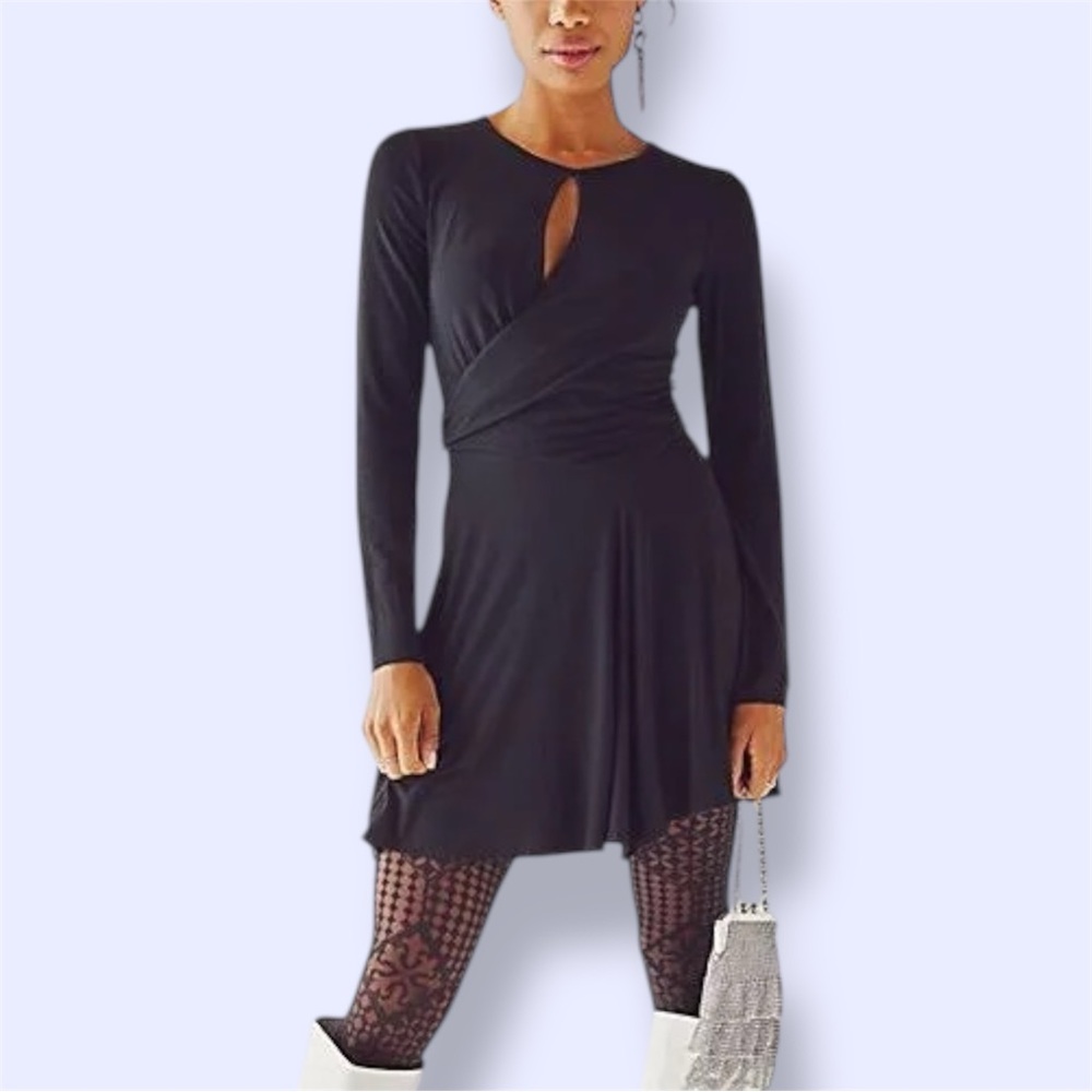 free people beach vance mini dress black NWT